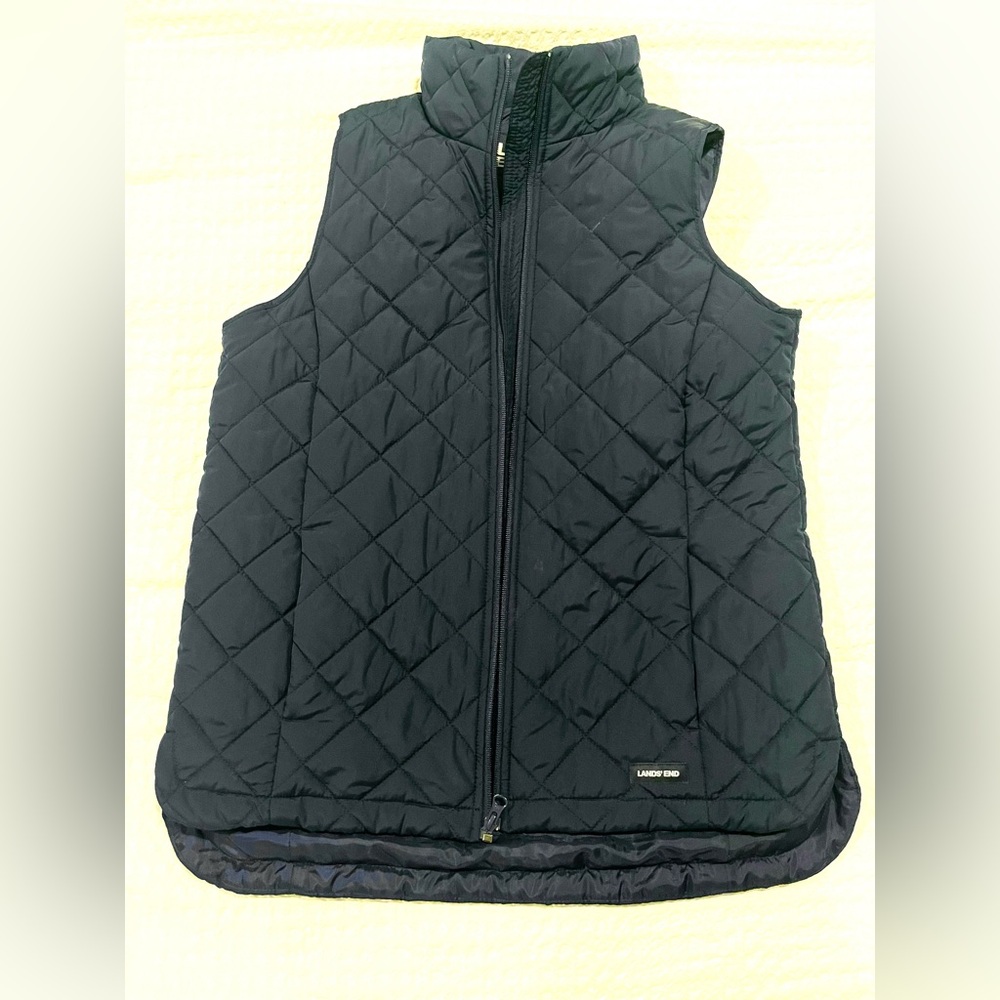 Lands' End Feather Free Navy Quilted Vest - S Tall